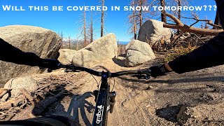 Getting one last ride in before it SNOWS again in Tahoe. Armstrong connector trail.