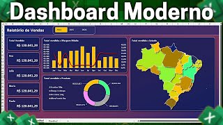 Como Fazer Dashboard Moderno no Excel | Baixar Grátis | Tabela Dinâmica e Gráfico Dinâmico