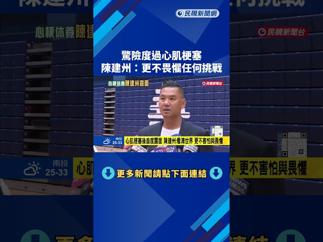 心肌梗塞後首度露面 陳建州:看清世界 更不害怕與畏懼－民視新聞