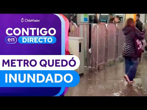 Pedro de Valdivia Metro station left COMPLETELY FLOODED after heavy rain - Contigo en Directo