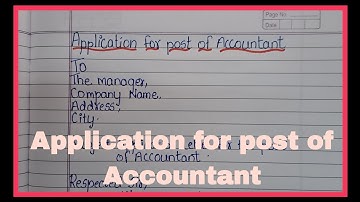 Application Letter For The Post Of Accountant/Job Application Letter/Accountant