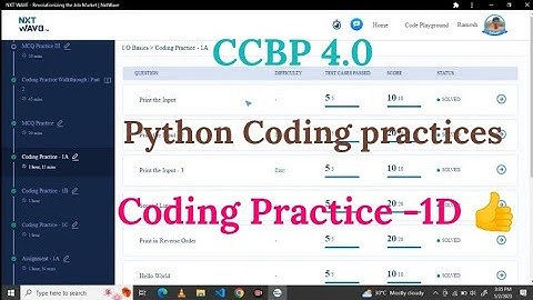 Python coding Practice-1D |  NXT Wave | #nxtwave #ccbpacademy #coding #ccbpintensive #python #ccbp