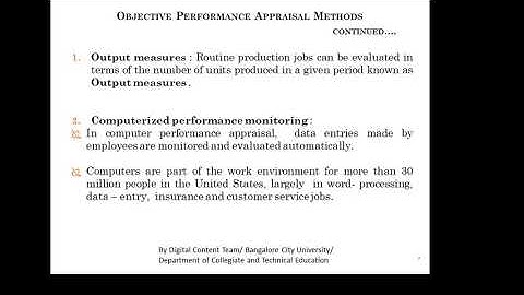 Unit 3 - Video session 22,23 - Objective Performance Appraisal Methods