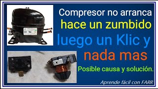 The compressor won't start; it just hums, then clicks, and nothing more. Compressor starter kit. The compressor won't start; it just hums, then clicks, and nothing more. Compressor starter kit.