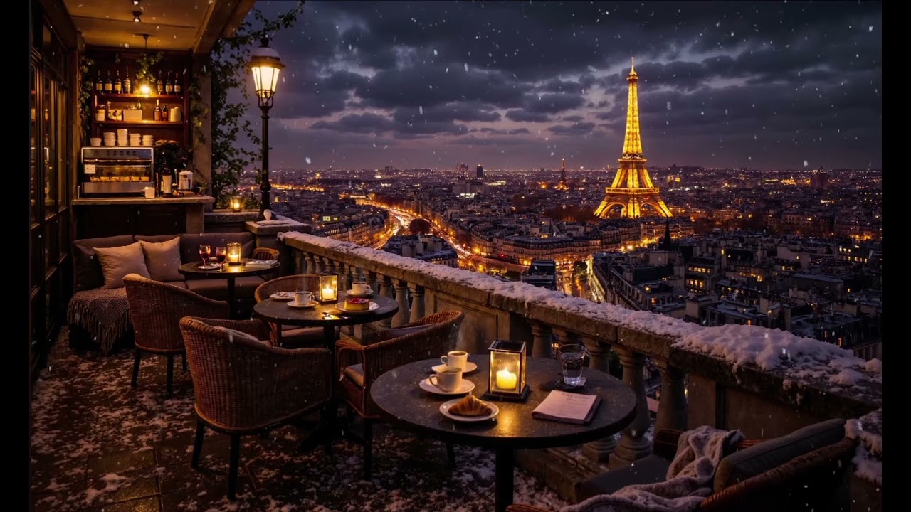 Cozy Paris Night ☕🎹 | Smooth Jazz Piano with Eiffel Tower View