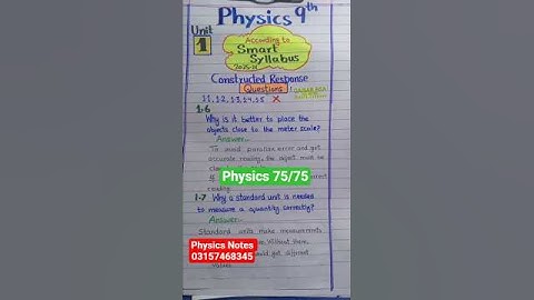 Physics class 9th||Smart Syllabus ||All Constructed Response Questions Answers (CRQs)
