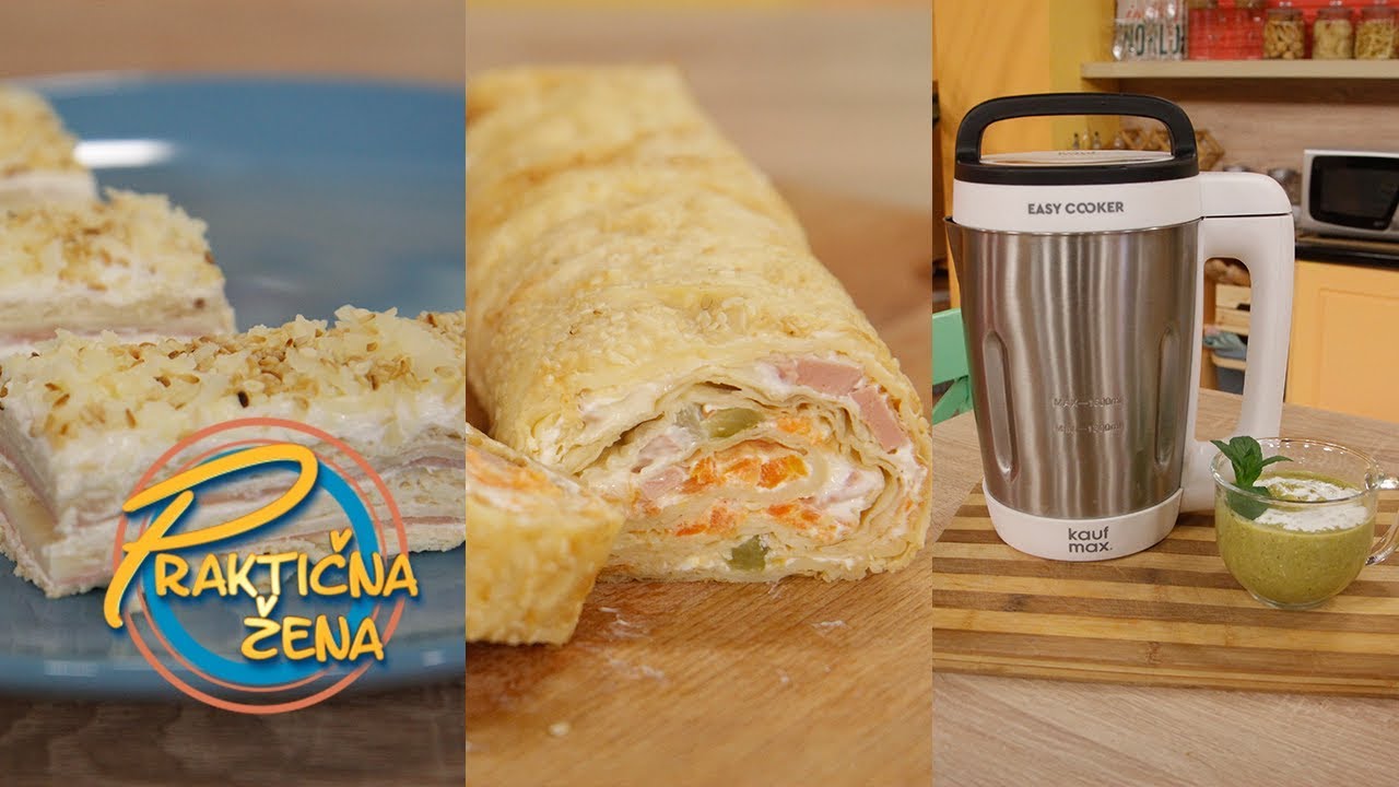 Praktična žena - 1. Slana torta od krekera 2. Slani rolat sa korama za pitu 3. Potaž od graška