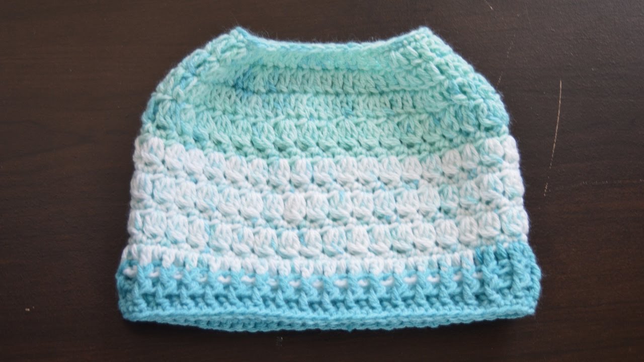 Messy bun hat/ ponytail hat (top to 