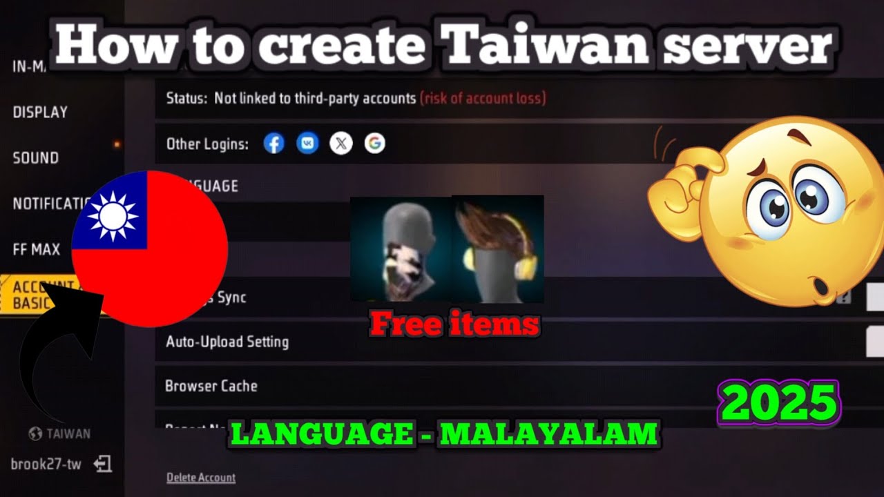 how to create Taiwan server on Free fire in Malayalam 2025 