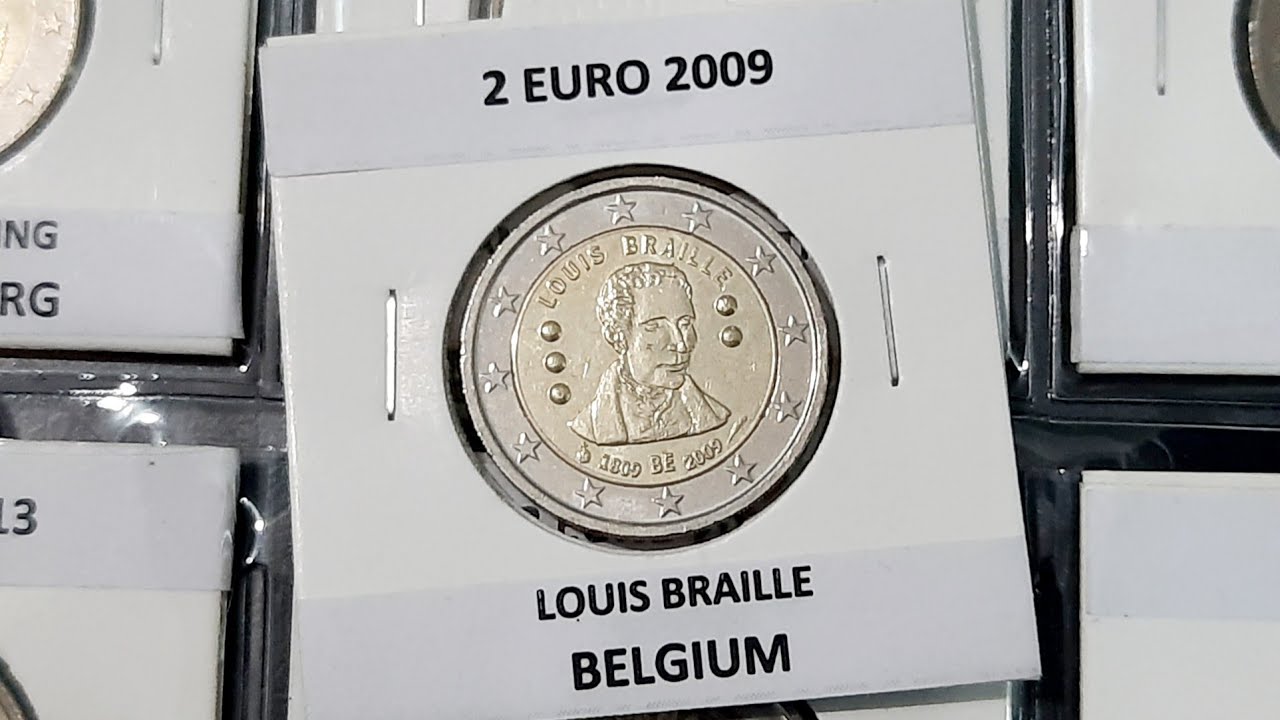 2 Euro BiMetallic Coin Louis Braille Belgium YouTube
