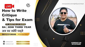 How to Write Critique | Tips for Successful Questions | BA | BSW Third Year | English Guru Nepal