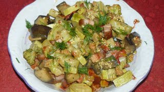 Летнее овощное рагу с баклажанами и грудинкой. Ароматное и очень вкусное.