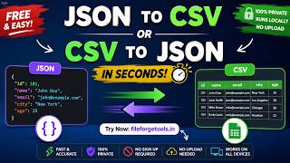 How to Convert JSON to CSV & CSV to JSON for FREE ⚡ No Upload | FileForge Tools