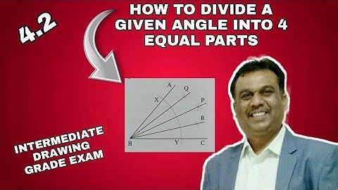 How to divide a given angle in 4 equal parts | elementary drawing grade exam | suhaas Bhoir