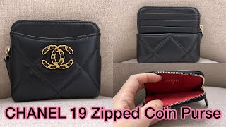 UNBOXING: NEW CHANEL 19 Zipped Coin Purse / see inside!! - YouTube