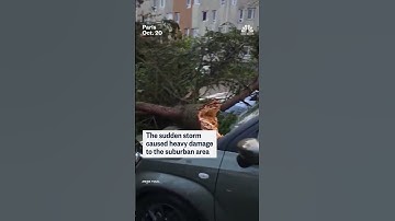 Video shows a suspected tornado tearing through the outskirts of Paris