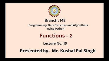 Programming Data Structure and Algorithms Using Python | Function Part-2 | AKTU Digital Education