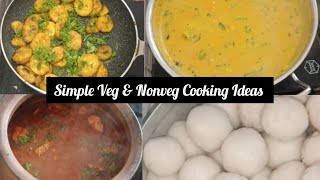 Simple Veg & Non Veg Recipies|Fish Masala & Kadubu  |Dal & Raw Banana Fry