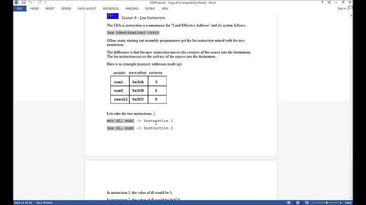Assembly Tutorial 8 - Lea Instruction