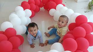 Angad Prisha playing with balloons 🎈, Aug 2023