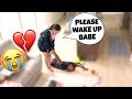 NOT WAKING UP PRANK ON PREGNANT GIRLFRIEND!