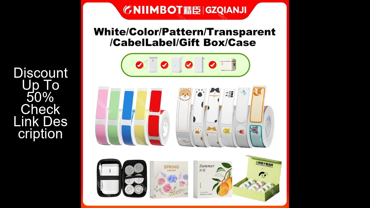 Niimbot D110 D11 Label printer paper Waterproof Anti-Oil Price Label Sticker Transparent Pure Color