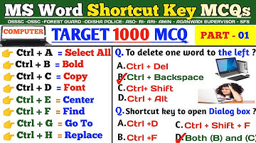 Ms Word Shortcut Key | Computer Shortcut Key | Computer Mcq | Computer questions and Answers |