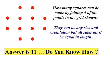 How many squares can be made by joining 4 of the points in the grid shown ? || Viral Logical Puzzles