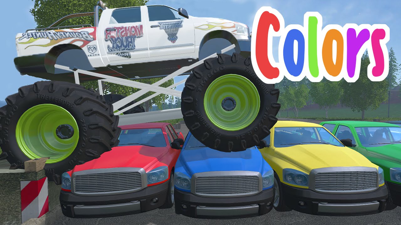 Learn Colors with Monster Trucks for Children Kids Educational Video ...