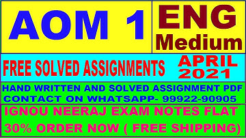 AOM 1 in English solved assignment 2021 PDF @40rs / Handwritten assignment pdf 80rs