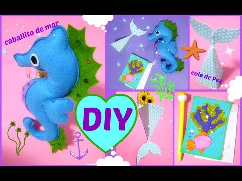 💦💜DIY ANIMALES MARINOS/ CABALLITO DE MAR 😍 peluche, cajita de pez