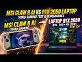 MSI Claw 8 AI (30W) Vs Laptop RTX 2050 (35W) + R5 (25W) | 1080p Gaming Test & Benchmarks