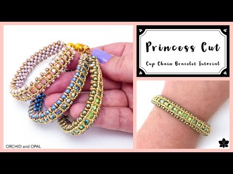 Princess Cut Cup Chain Beaded Tennis Bracelet Tutorial - YouTube