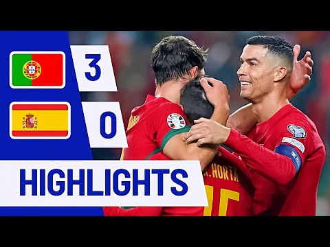 Portugal vs Spain 3-0 | Ronaldo Hattrick EURO 2024 Qualifiers Highlights &amp; All Goals