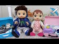 Baby Alive Abby and Drake packing for vacation doll travel routine