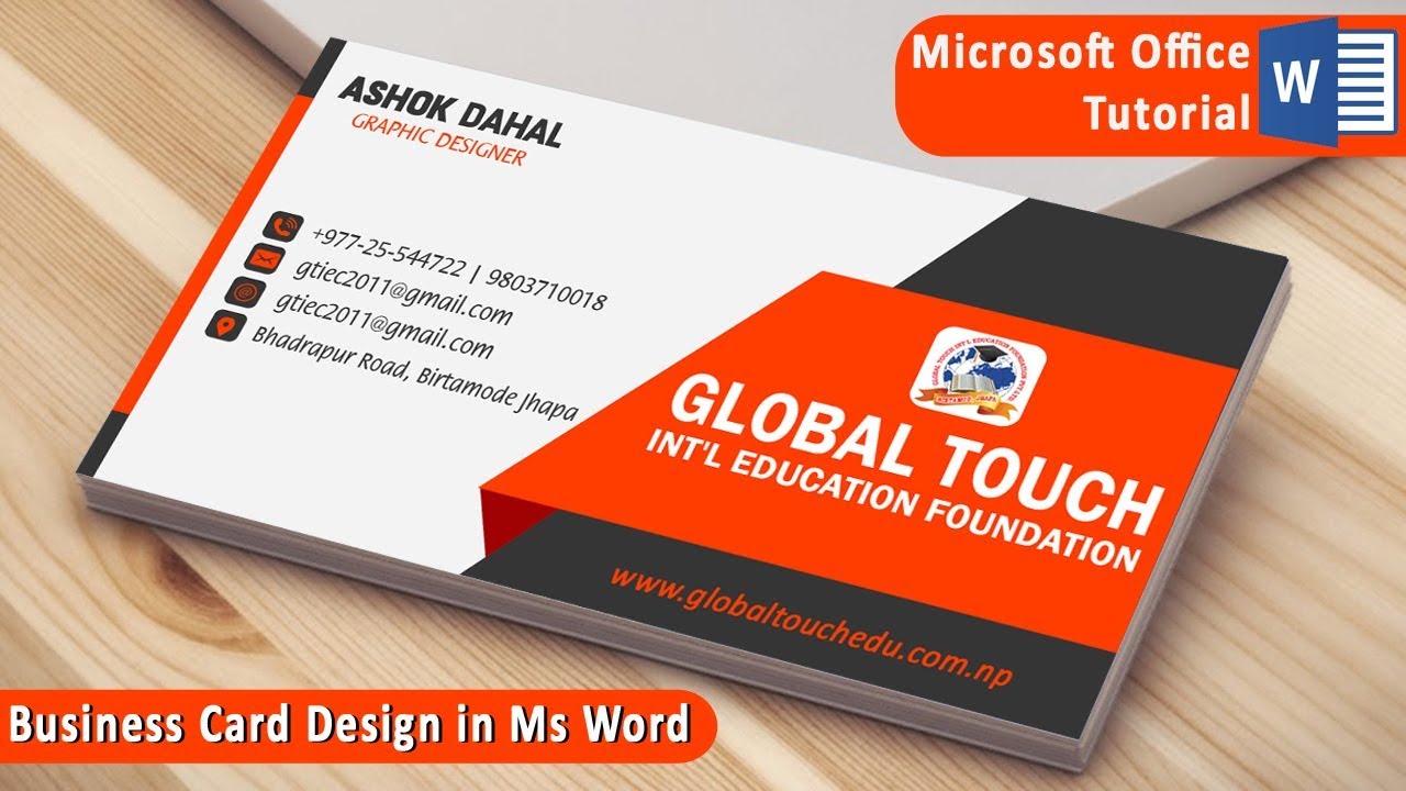 visit card in word