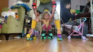 Skaters Practicing Roller Skating Indoors at Home! Montage #2