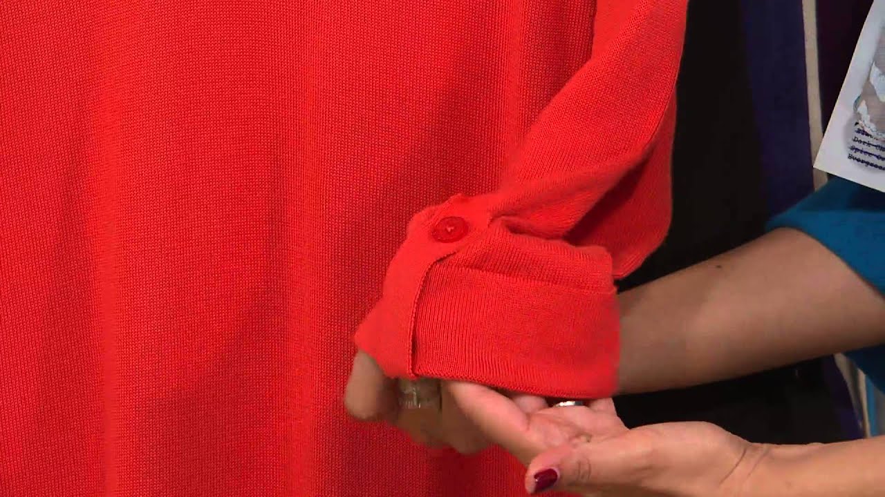 Denim & Co. Vneck 3/4 Tab Sleeve Sweater Tunic with Pockets with Gabrielle Kerr YouTube