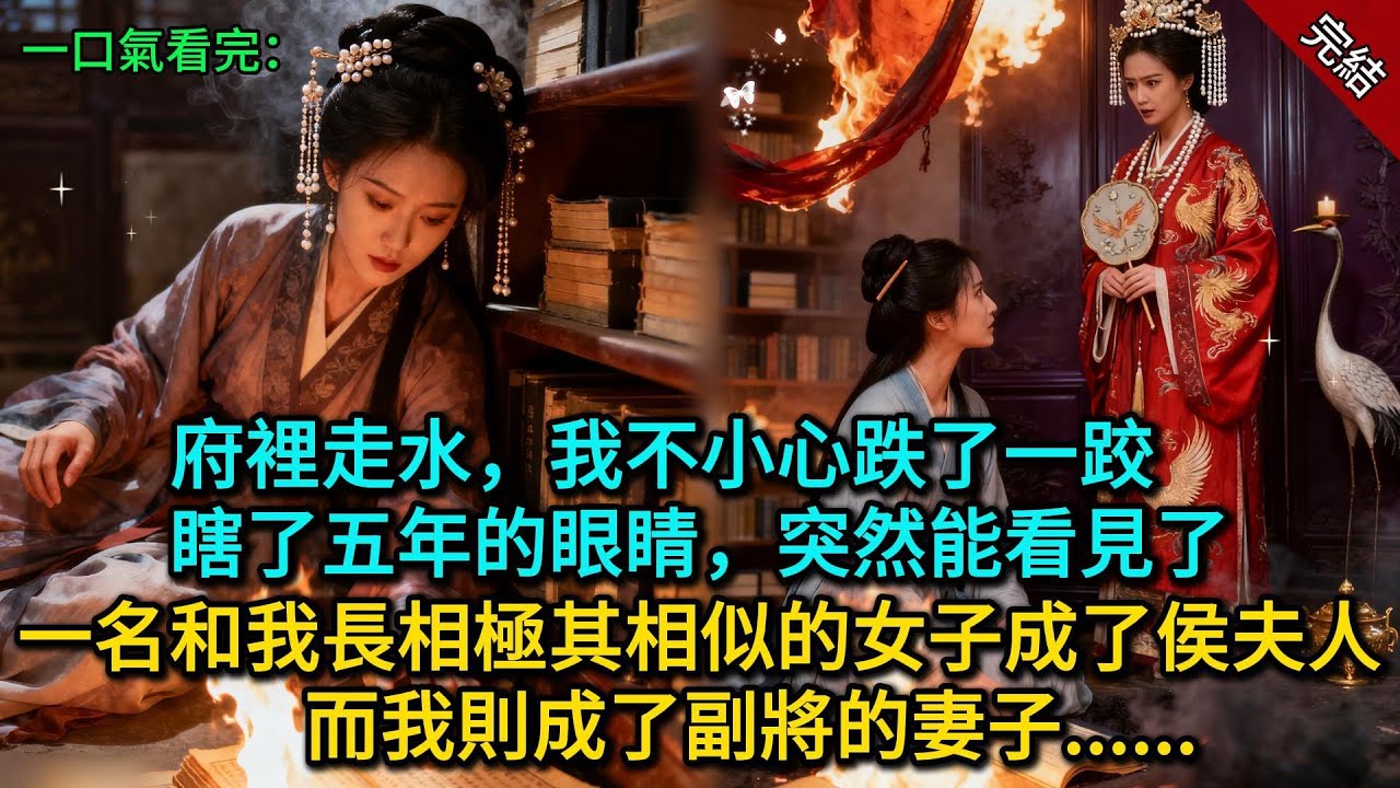 府裡走水，我不小心跌了一跤，瞎了五年的眼睛突然能看見了。一名和我長相極其相似的女子成了侯夫人，而我則成了副將的妻子......
