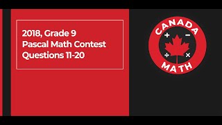 2018, Grade 9, Pascal Math Contest | Questions 11-20
