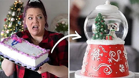 Turning a $20 Grocery Store Cake into a SNOWGLOBE CAKE!