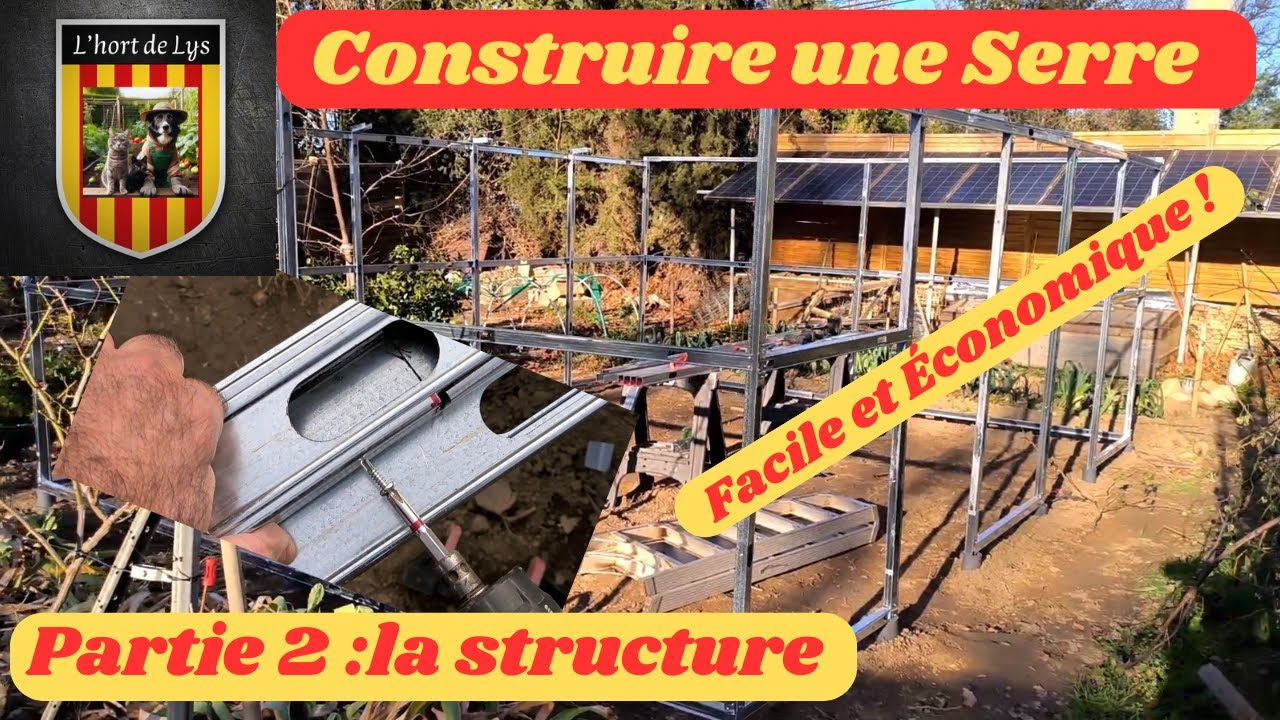 Construction d' une Serre : Assemblage de la Structure en Rails de Placo (Étape 2)