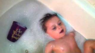 Evie taking a bath