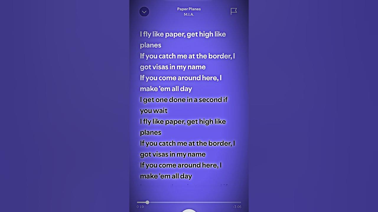 Paper Planes lyrics #lyrics #edit #music #spotify #paperplanes