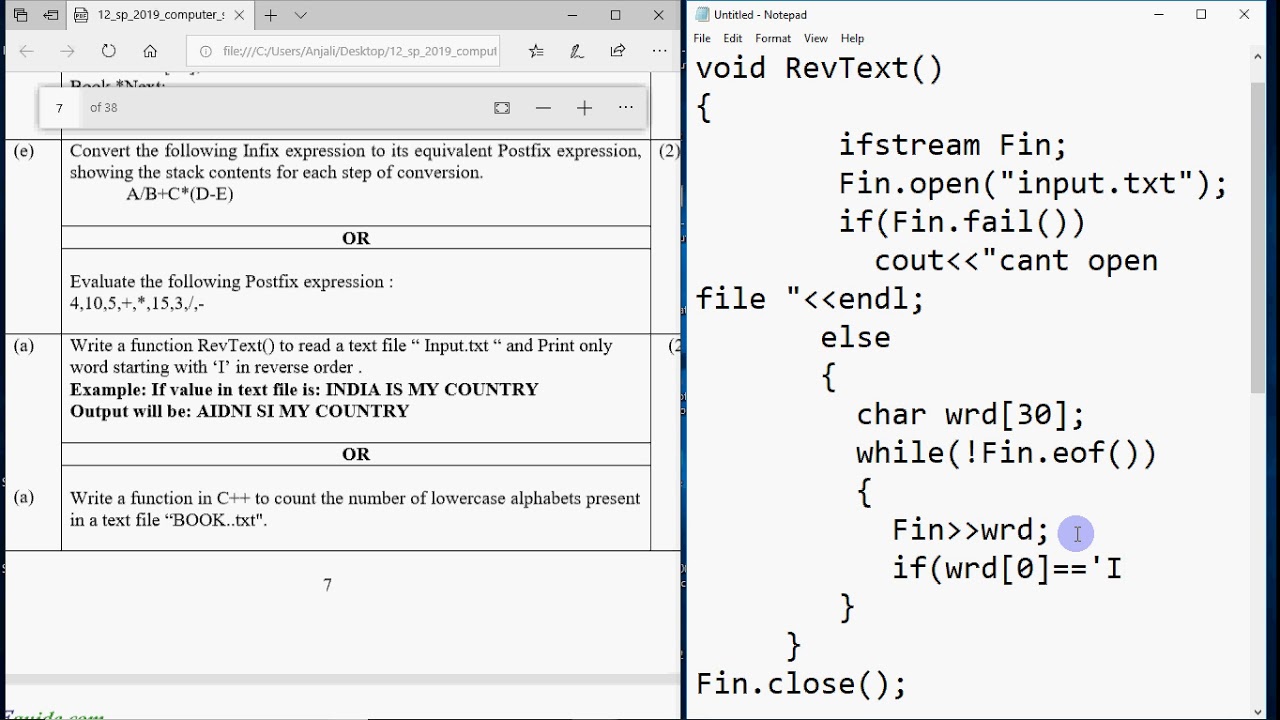 Data File Handling Questions based on Text Files | Sample Paper 2019 ...
