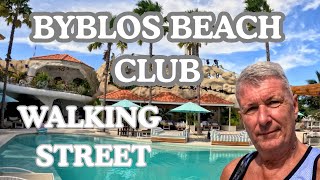Byblos beach club on walking street and I buy five items for 2166 baht