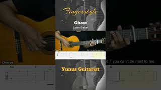 GHOST - Justin Bieber - Fingerstyle Guitar Tutorial + TAB & Lyrics #fingerstyle