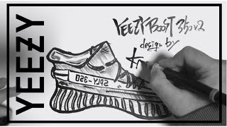 【筆ペンデッサン】ぺんてるで描くYEEZY BOOST 350v2