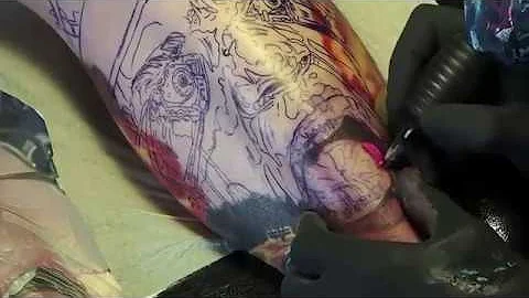 Work Clock Orange , realistic color tattoo by Real Ninja Cris Gherman