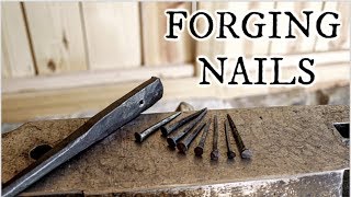 Forging a nail header and a few nails at the new forge